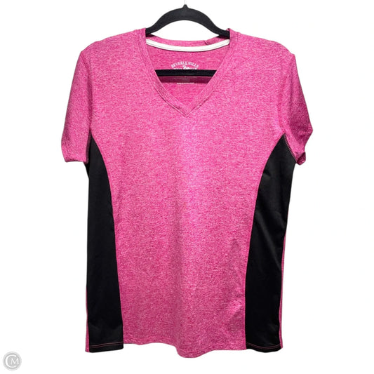 Athletic Top Short Sleeve By Beverly Hills Polo Club In Black & Pink, Size: L