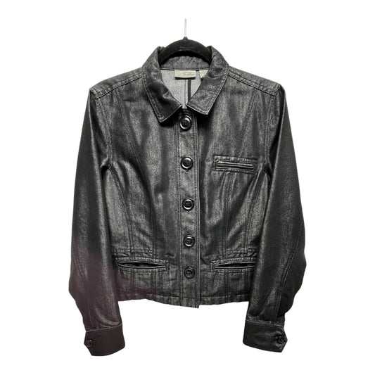 Jacket Denim By Chicos In Black Denim, Size: M