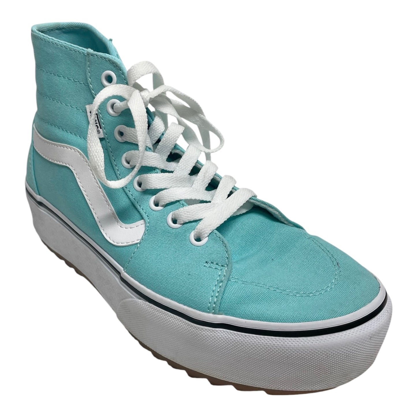 Shoes Sneakers Platform By Vans In Blue & White, Size: 8.5
