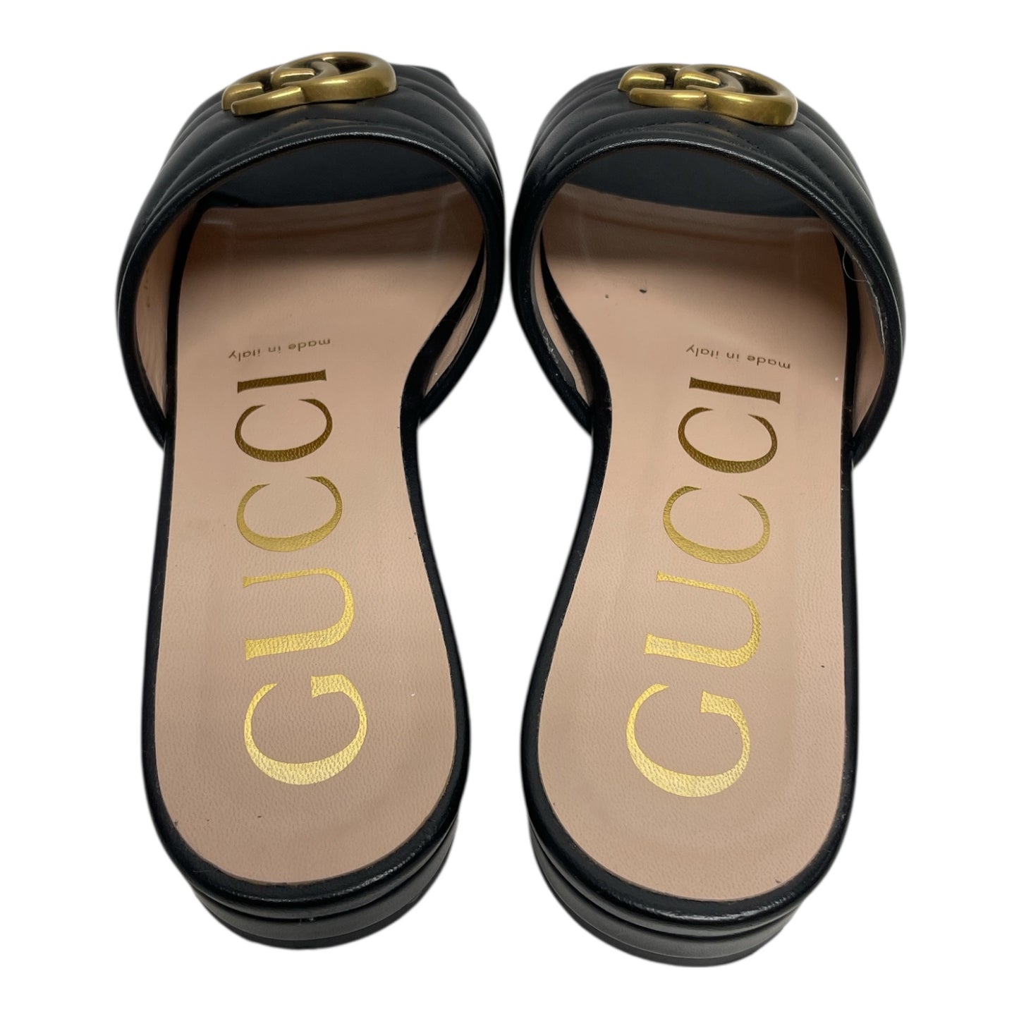 Sandals Luxury Designer By Gucci In Black, Size: 6
