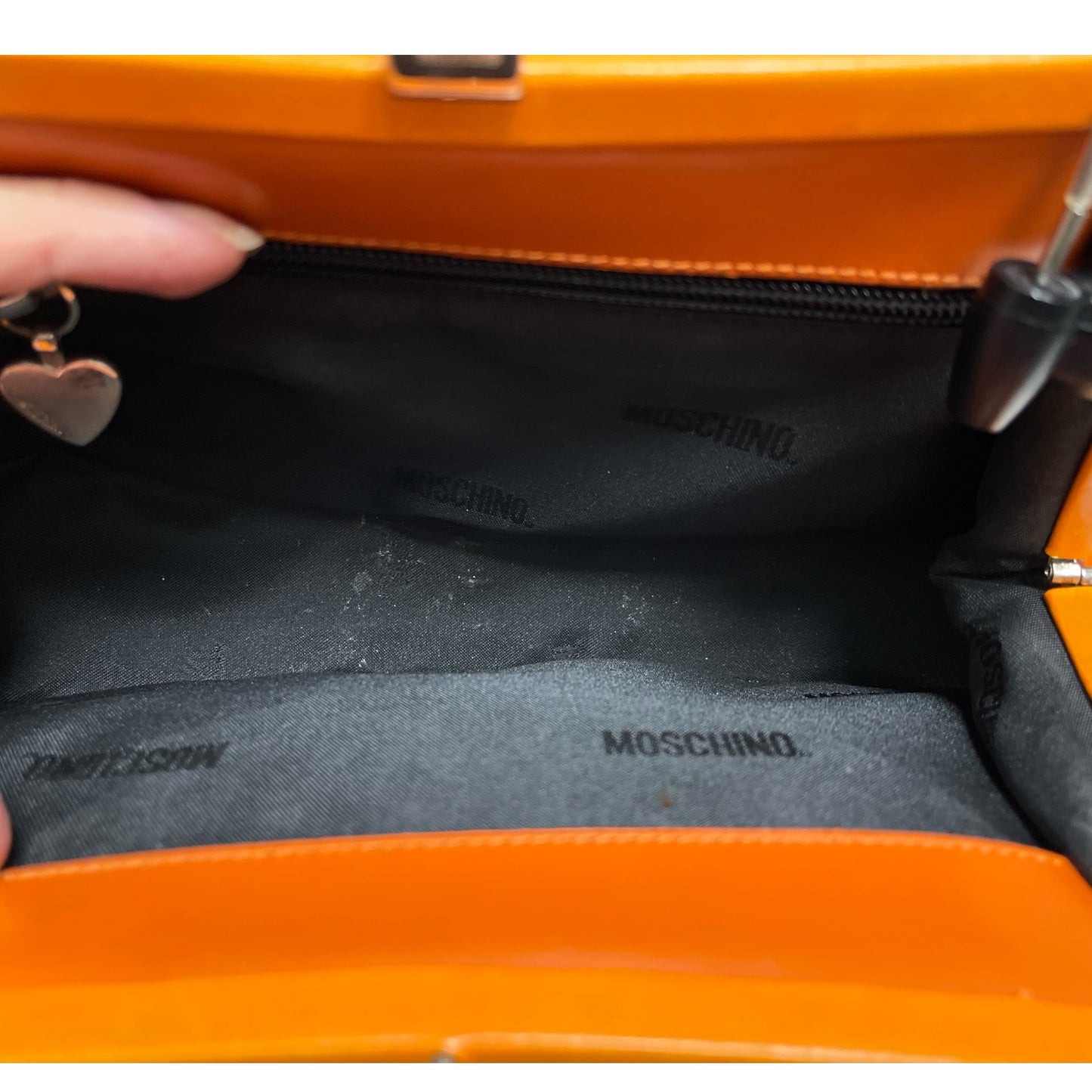 Handbag Luxury Designer By Moschino, Size: Small